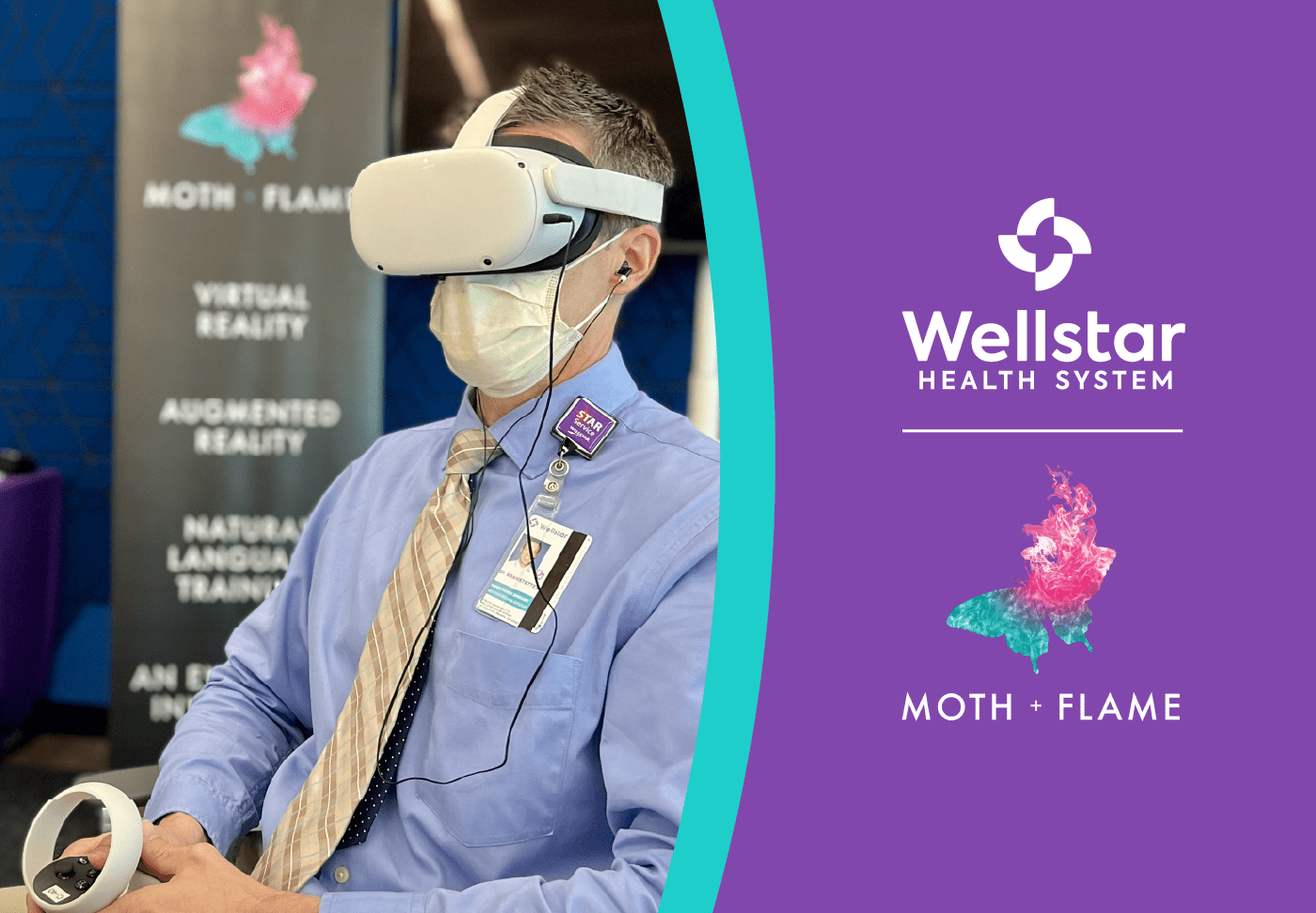 Wellstar Health System Expands Partnership with Virtual Reality Company Moth+Flame Wellstar Dr. Danny Branstetter using VR glasses.