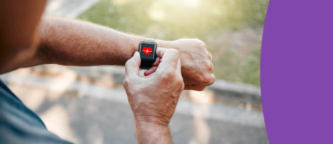 MarioCare Person looking at heart rate on smart watch