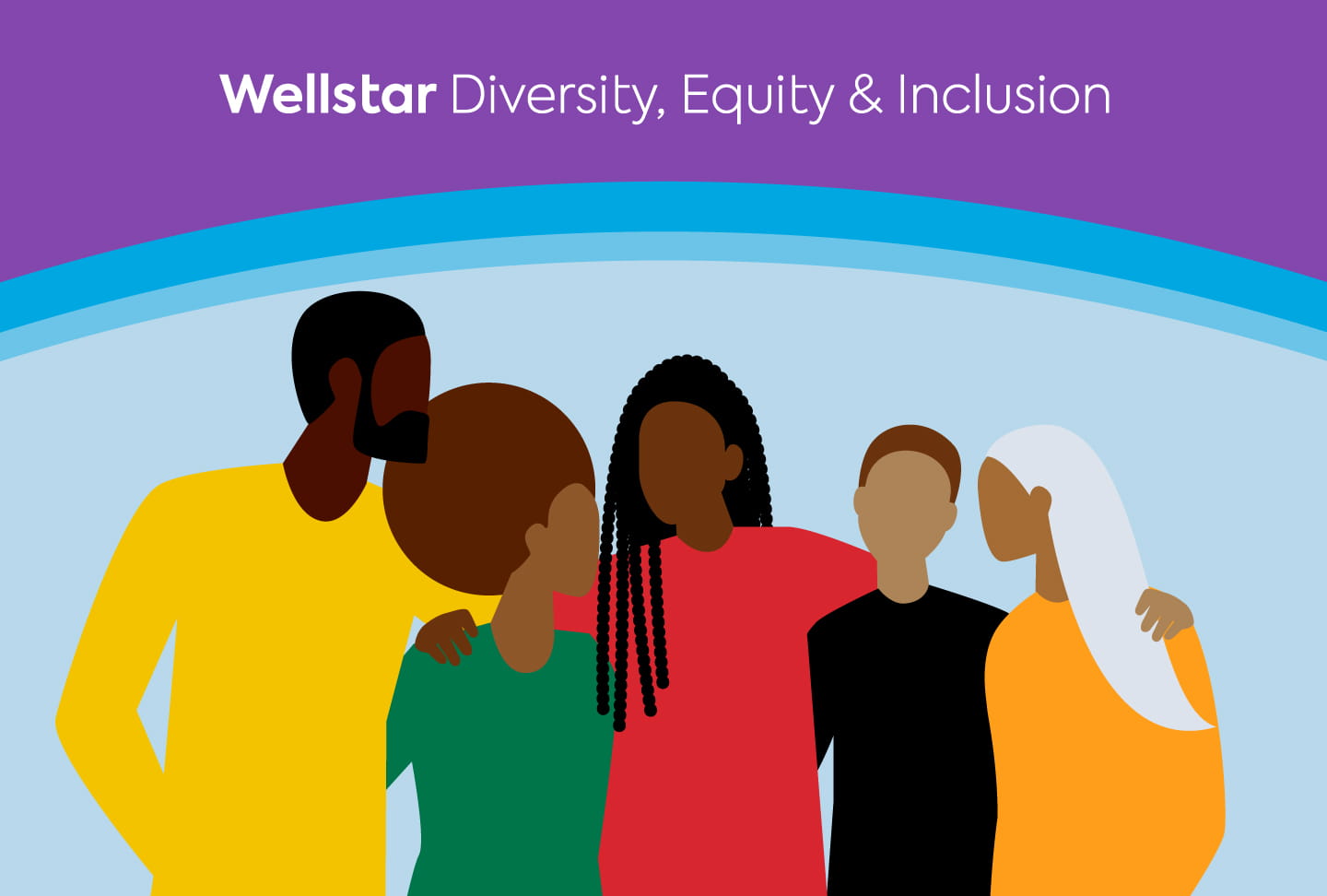 Black History Month Event Celebrates Excellence, Looks to Future Illustration of people standing together. Text reads "Wellstar Diversity, Equity & Inclusion"