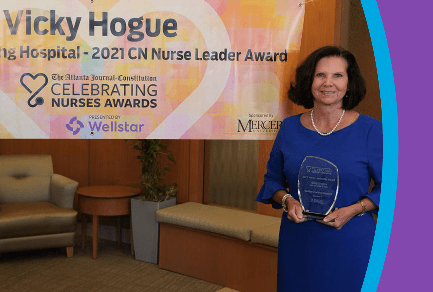 Wellstar Wraps Up Special Week of Gratitude for Nurses Vicky Hogue, Wellstar Paulding Hospital chief nursing officer, received the AJC’s Celebrating Nurses Leadership Award. Photo credit: Atlanta Journal-Constitution