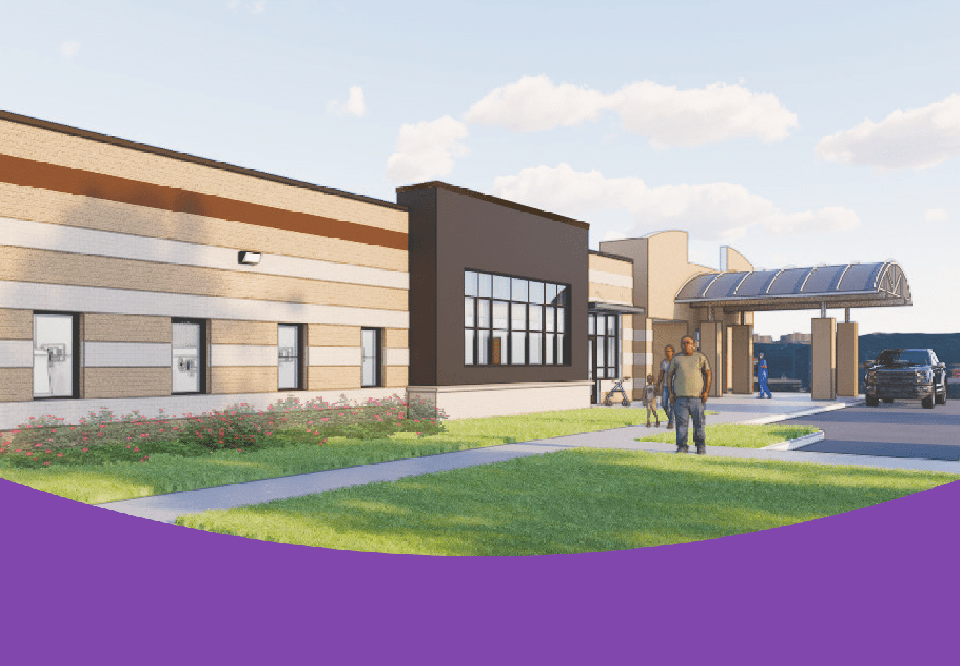 Wellstar Breaks Ground on Cancer Care Facility in Spalding County Shows a building with people walking