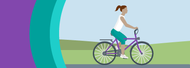 Bariatric Surgery Wellstar Bariatrics service card illustration of a woman riding a bike