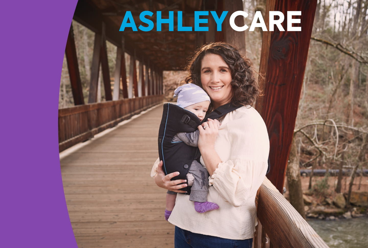 AshleyCare Ashley with her baby on a bridge