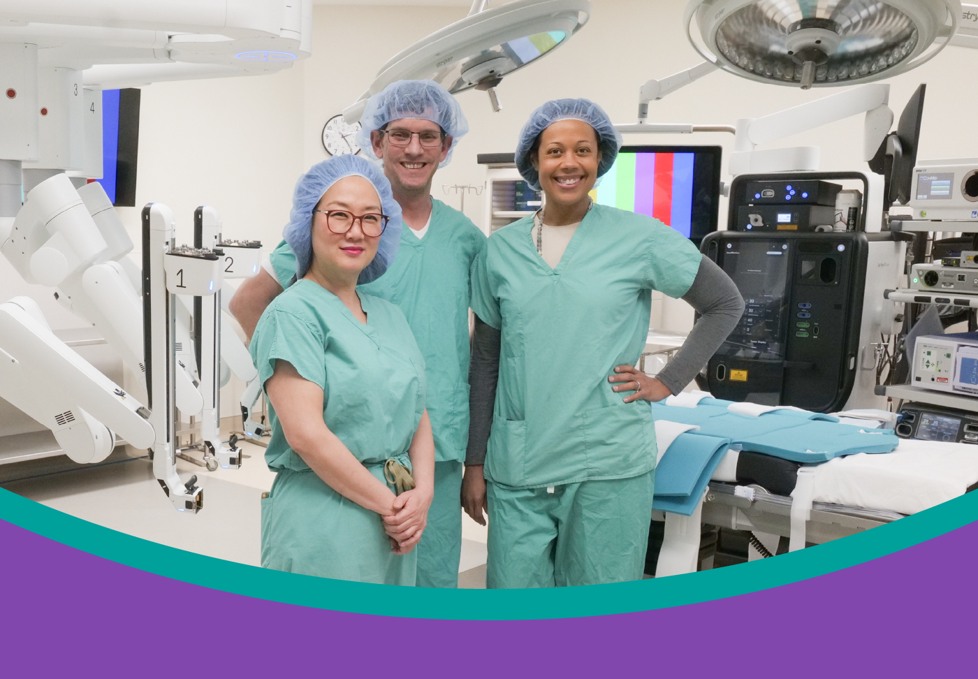 Three physicians in their operating room