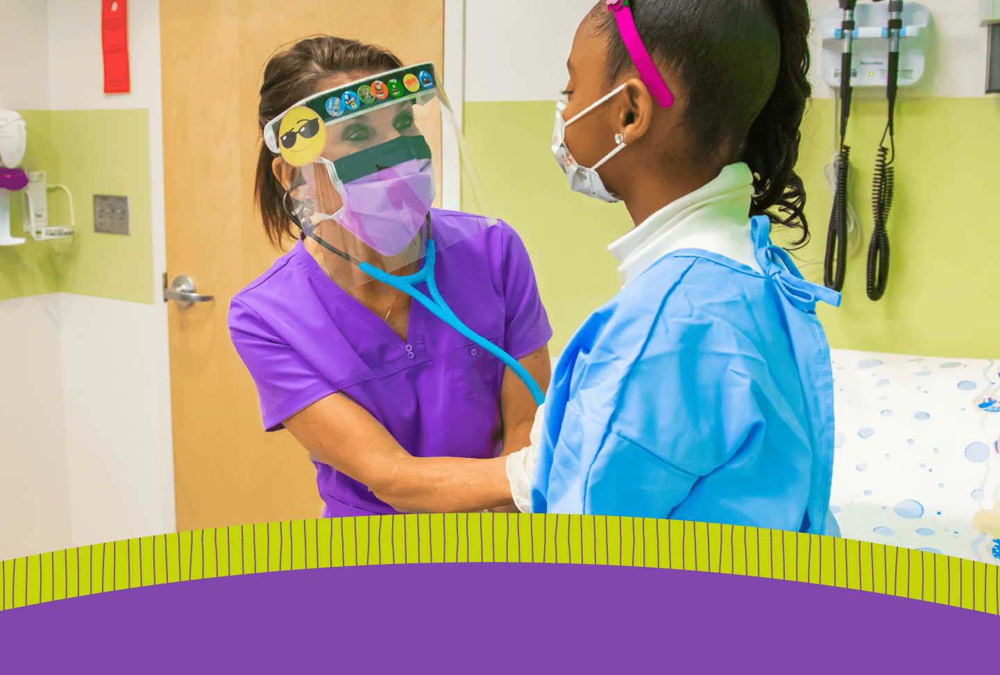Babies, kids and teens now have their own emergency department at Wellstar Douglas Hospital Dr. Beckford caring for a young female patient.