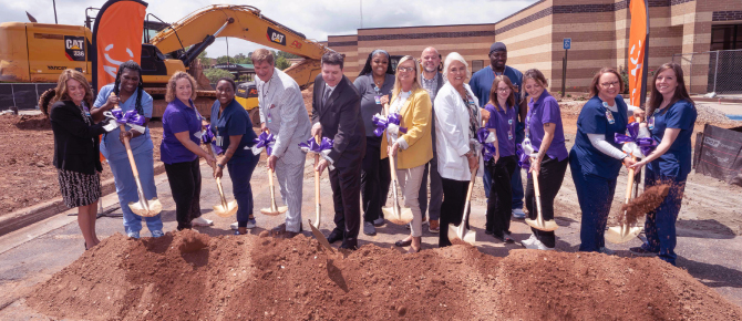 Healthcare leaders and providers breaking ground for the new cancer center being built at Wellstar Spalding Medical Center