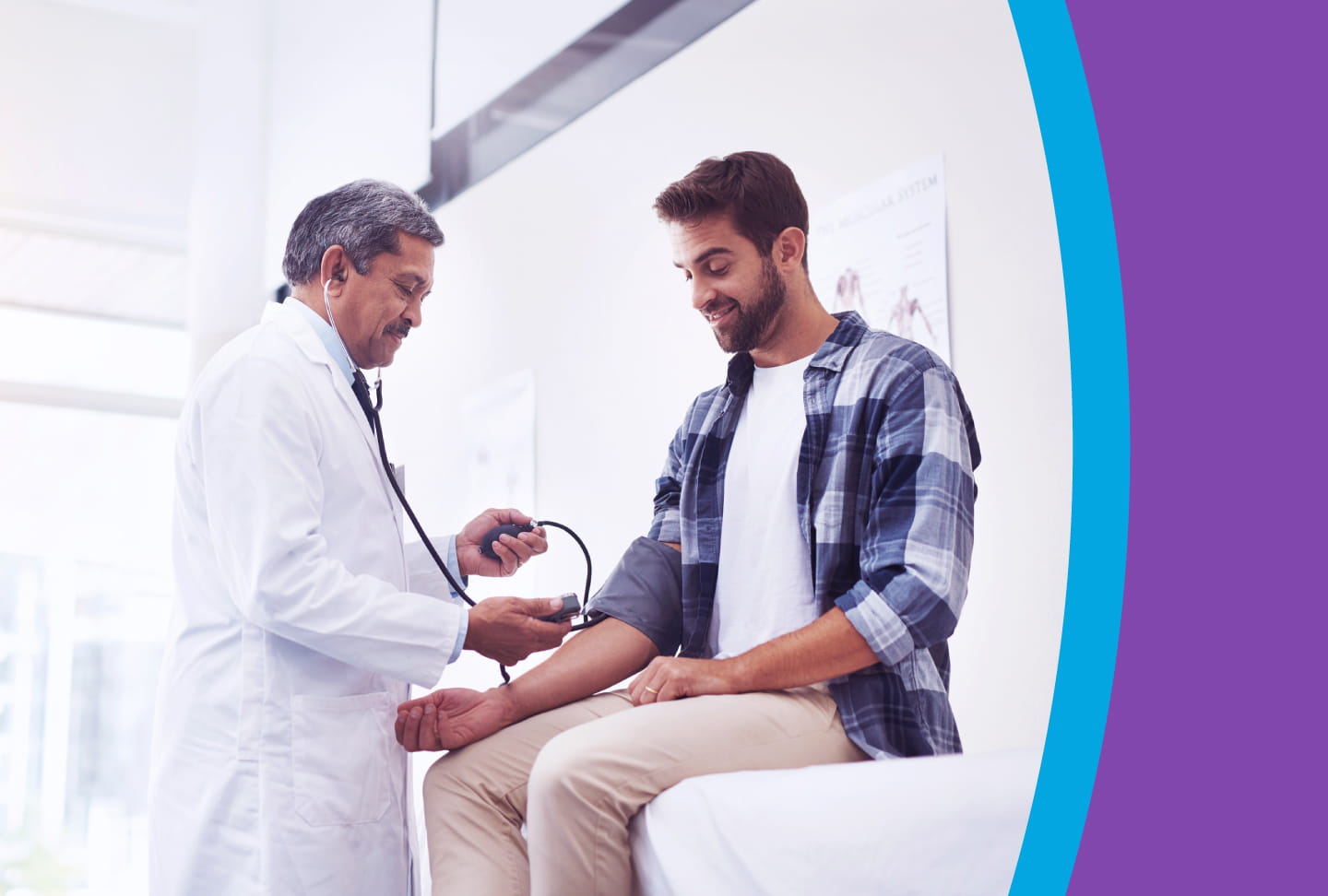 Provider taking patient's blood pressure