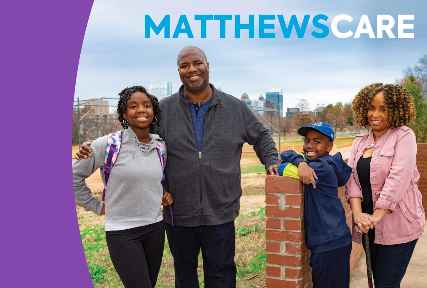 Wholehearted Healthcare The Matthews family smiling in the park