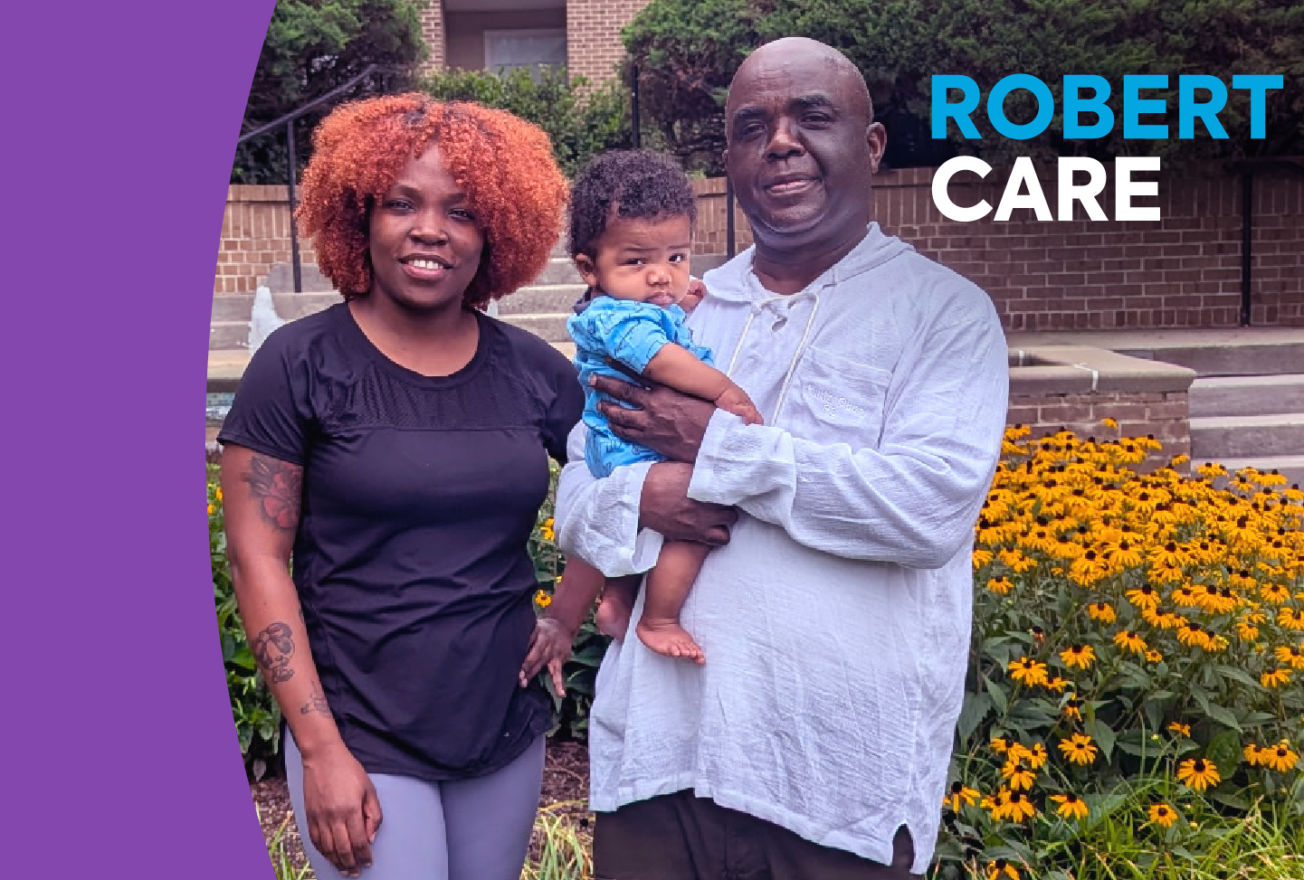 RobertCare Robert, a new grandfather, poses proudly with his daughter and her infant son. With Wellstar helping him manage his HCM, he can keep making memories with his growing family.