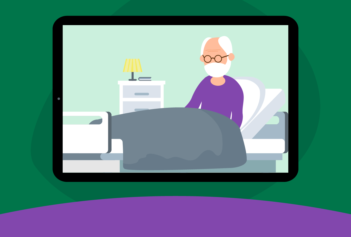 Improving PeopleCare with New Telesitter Technology Patient being monitored with remote technology.