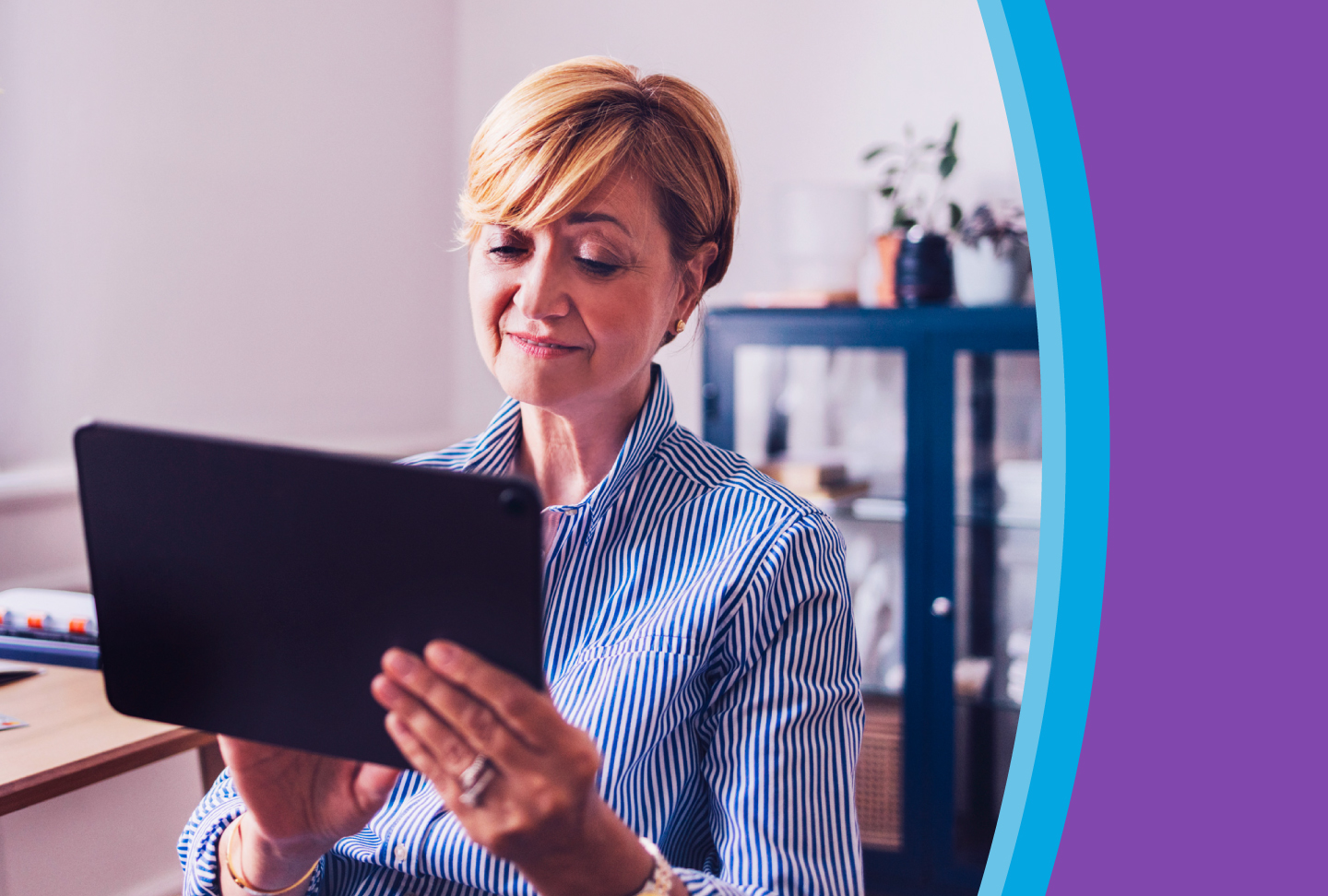 Get Convenient Care Online with Virtual Urgent Care Person using tablet