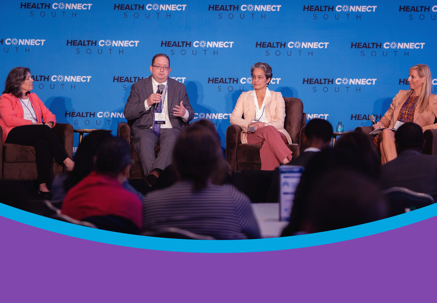 Wellstar Leader Addresses Rising Cancer Rates in Younger Women at Health Connect South Panelists speaking at Health Connect South 2025