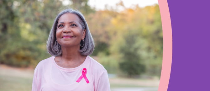 Person wearing pink ribbon