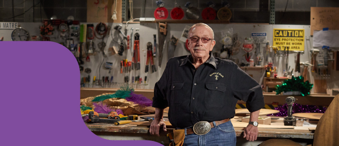 John C standing in his workshop