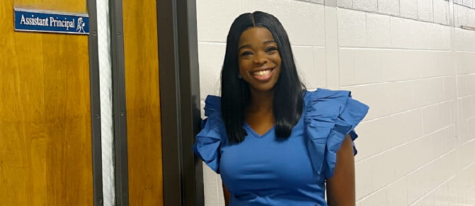De'saCare Back to school after receiving highly coordinated stroke care at Wellstar, Assistant Principal De'sa Fuller, enters her office to start a new school year.