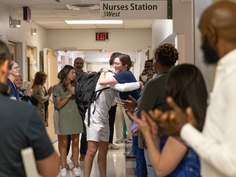 Chris takes a victory walk through the halls of Wellstar Kennestone to thank his care team after surviving a life-threatening traumatic injury.